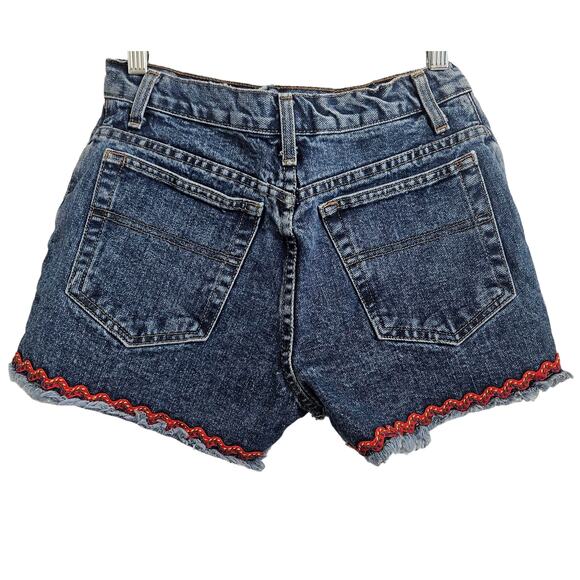 VTG Y2K Arizona Jean Co Embroidered Floral Denim Jean Shorts Juniors Size 5 - Picture 2 of 9